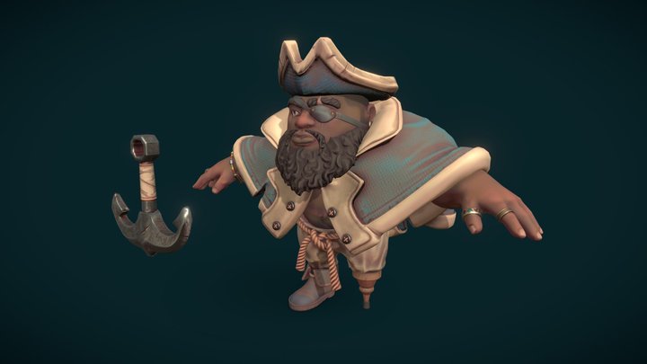 Stylised Pirate Model - Captain Rusty 3D Model