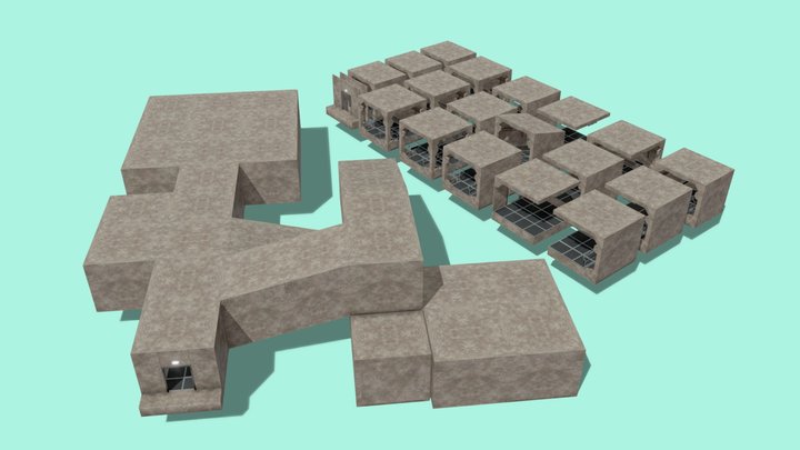 Modular Hallway Tunnel FPS/TPS Game Asset Pack 3D Model