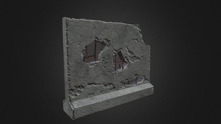 Concrete Fence Low-Poly 3D Model