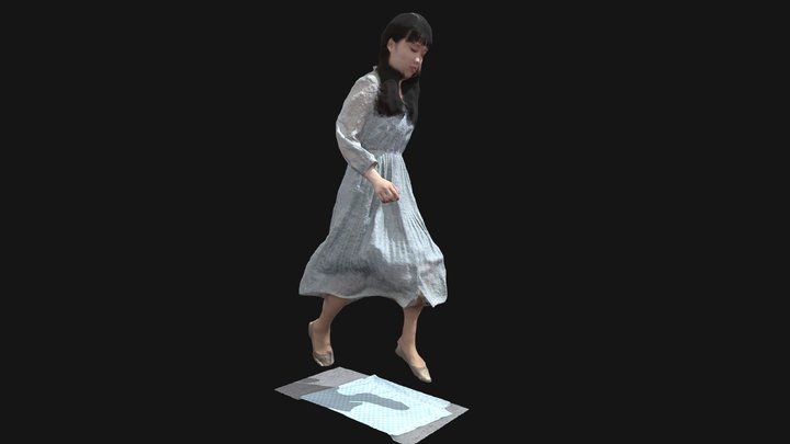 Girl jumping over 3D Model