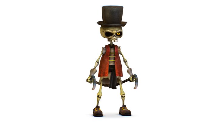 Pirat Skeleton in Rob Hat and Hooks 3D Model