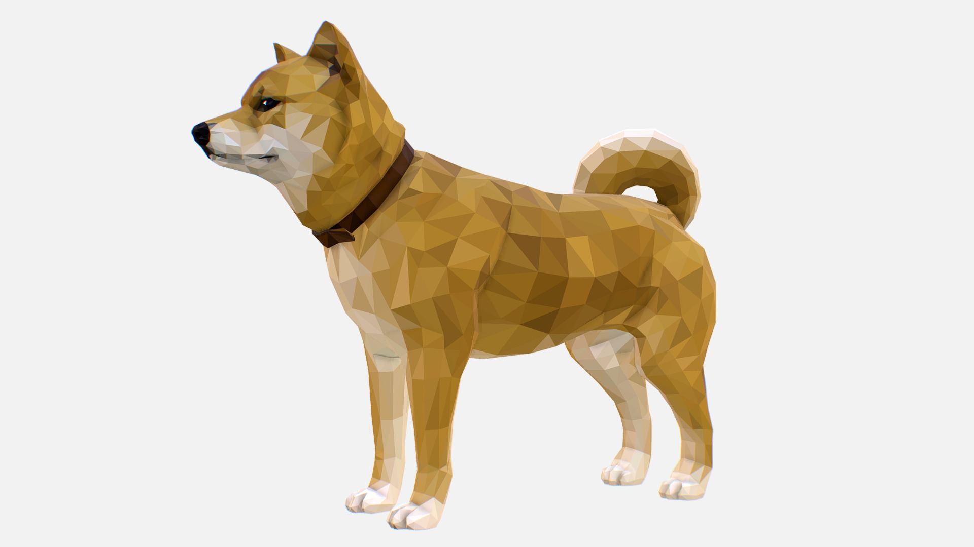 3D model Dog Yellow Low Polygon Art - This is a 3D model of the Dog Yellow Low Polygon Art. The 3D model is about a dog with a ball in its mouth.