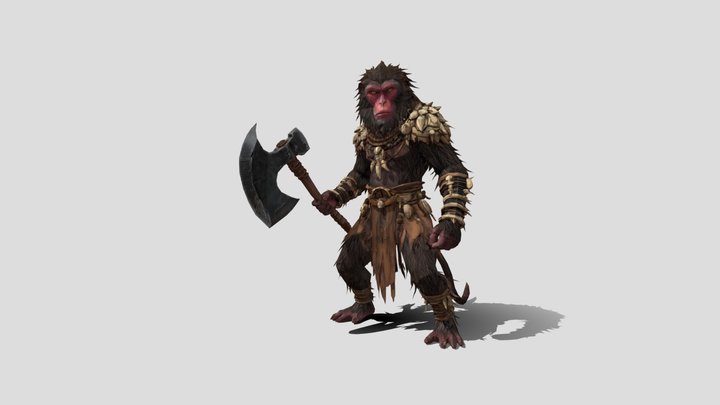 Low poly Monkey King warrior 3D model free