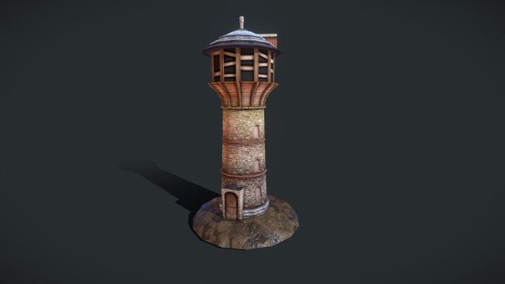 Old abandoned watertower 3D Model