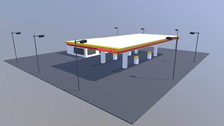Shell Fuel Station | Low-poly 3D Model