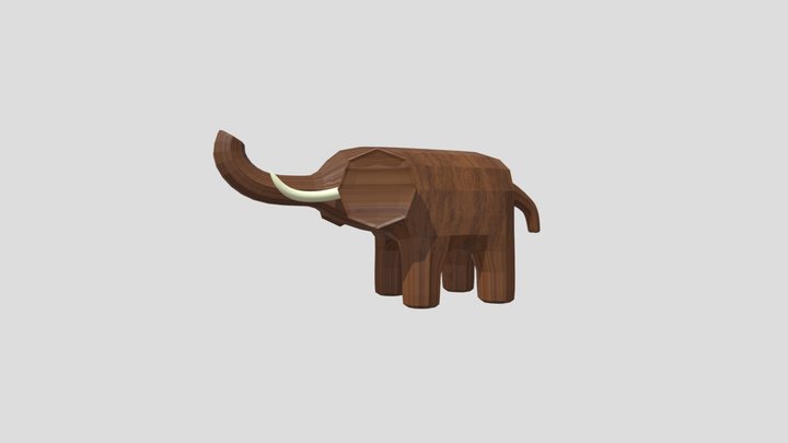 Low Poly Elephant Sculpture 3D Model