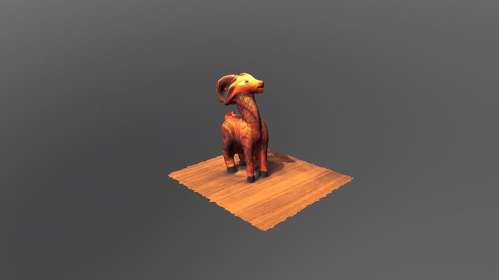 Small Painted Wooden Mexican Ram - Take 2 3D Model