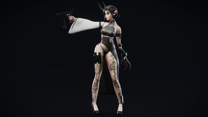 Roxane Noir - Demon Girl 3D Model