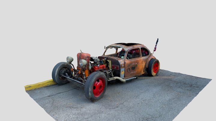 “Ginger Nick’s Garage” rat rod 3D Model