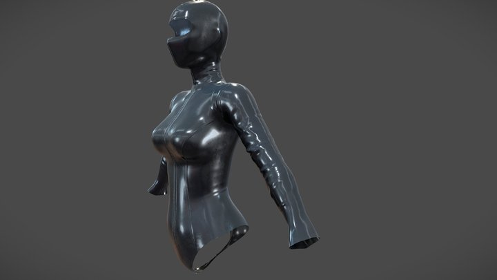 Female Shiny Black Ninja Body Suit 3D Model