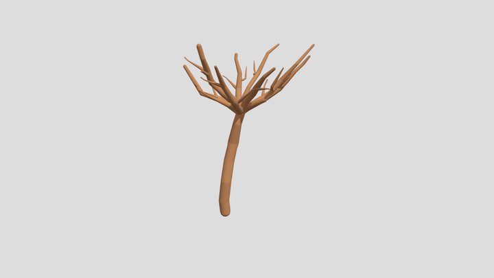 Low Poly - Outlined Dead Desert Tree 3D Model