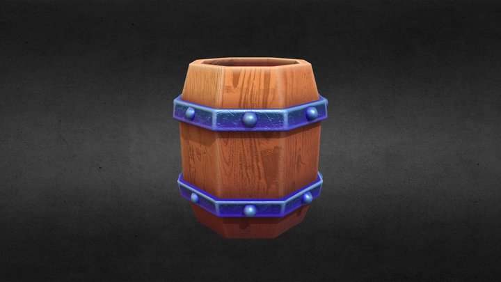 Wooden Barrel (Low Poly) 3D Model