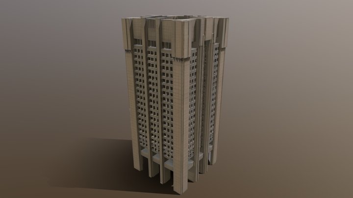 Colossal Brutalist Skyscraper 01 3D Model
