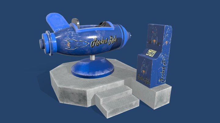 Vintage Rocket Ride Arcade Machine 3D Model