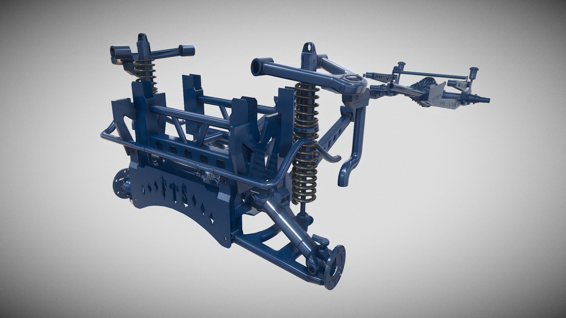 3D model suspension - This is a 3D model of the suspension. The 3D model is about a drone with a scope.
