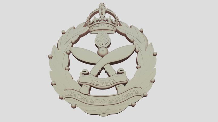 The Queen's Gurkha Engineers Cap Badge 3D Model