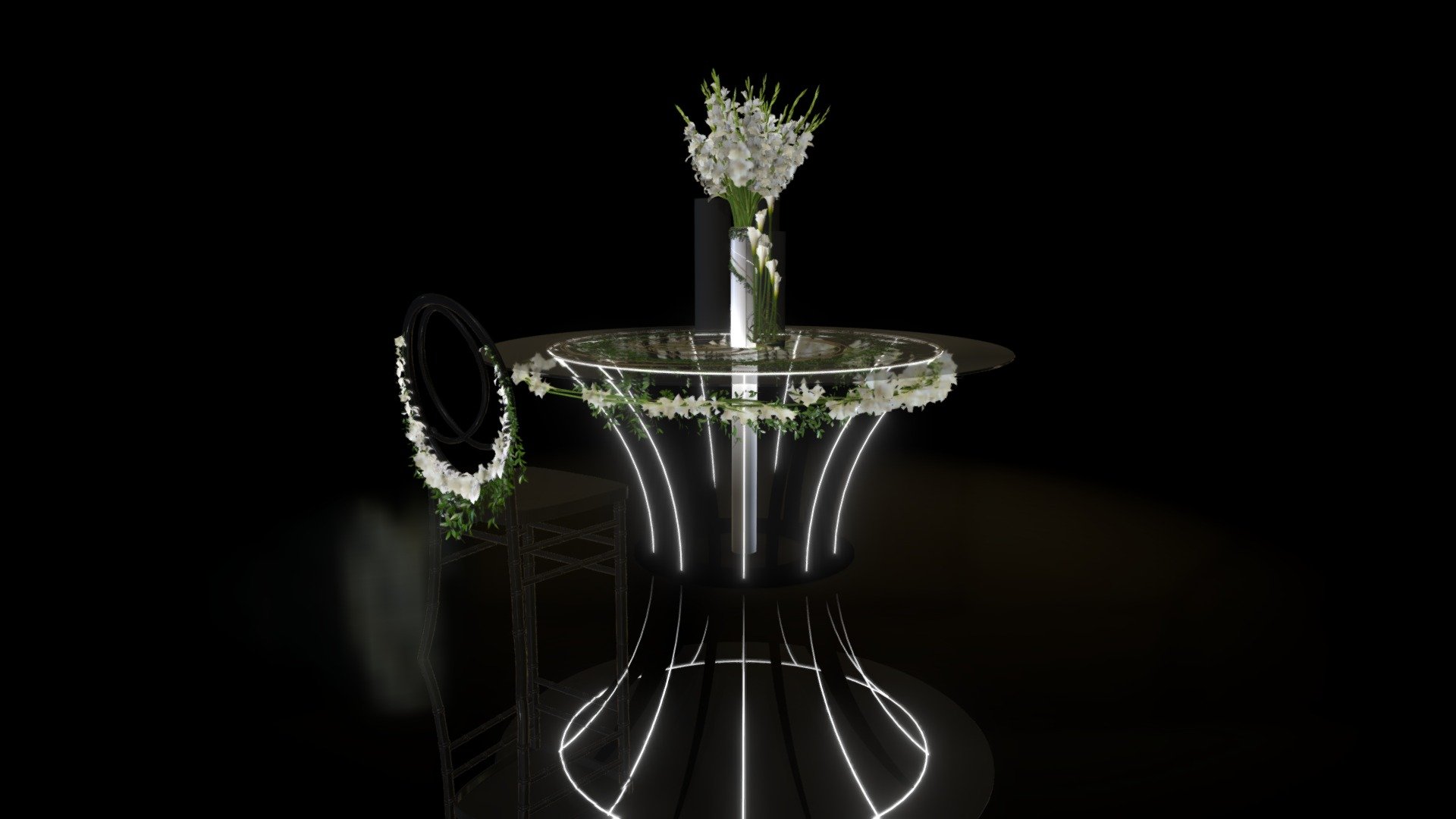 WEDDING TABLE AND CHAIR DECORATION WITH FLOWERS