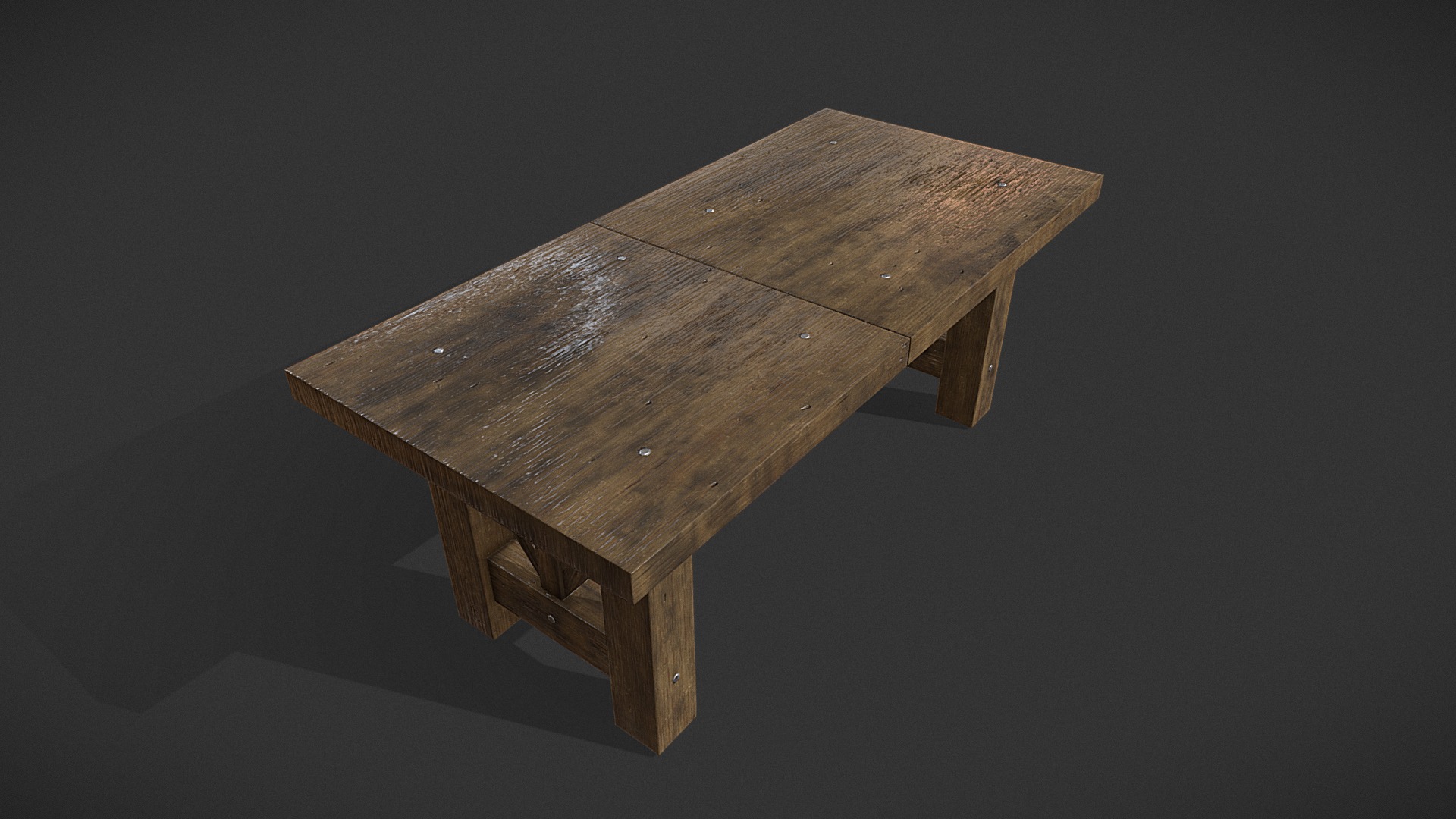 3D model Table - This is a 3D model of the Table. The 3D model is about a wooden bench on a black background.