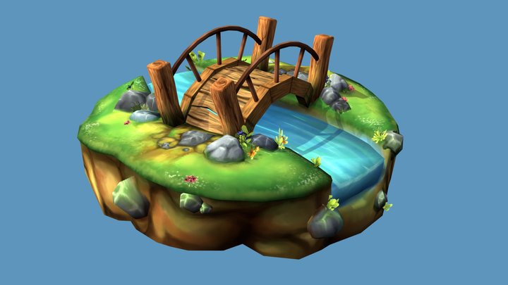 Medieval wooden Bridge 3D Model