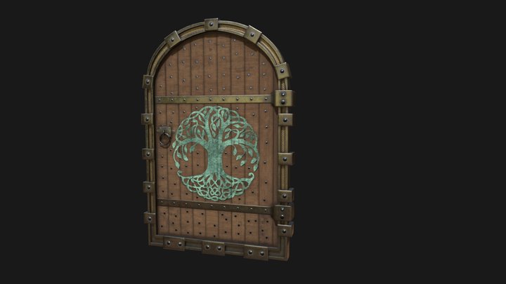 Fantasy Viking Door Game Ready Model 3D Model