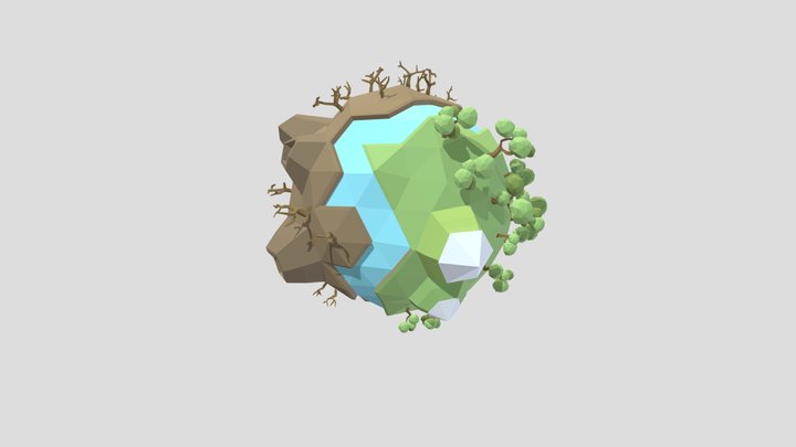 Low Poly Green Planet 3D Model