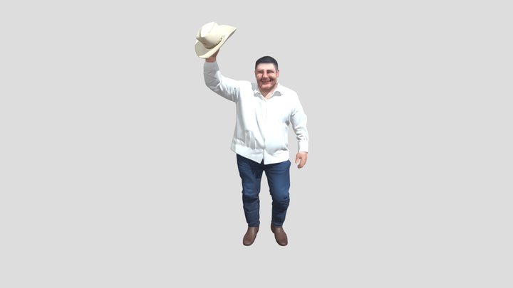 Man holding hat in street 3D Model