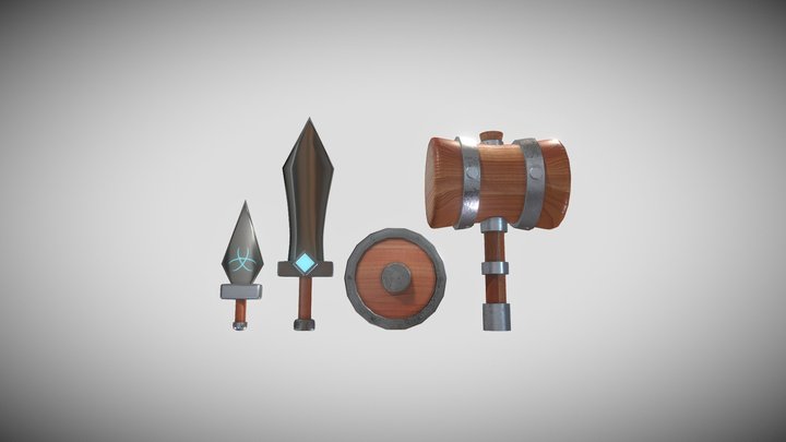 Stylized Low Poly Weapons 3D Model