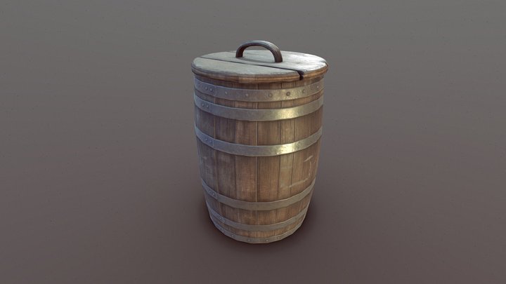 Wooden Barrel 3D Model