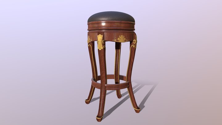 Baroque Stool 3D Model