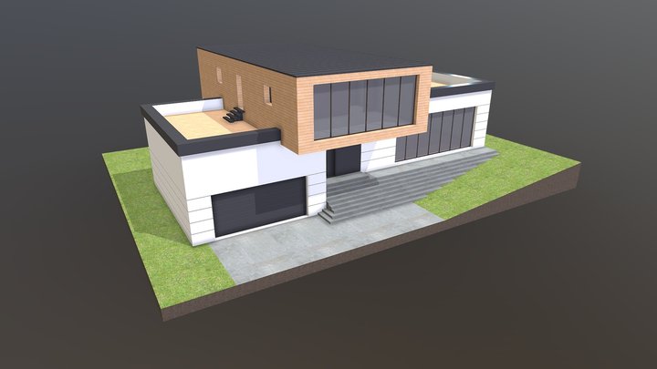 Коттедж в стиле hi-tech 3D Model