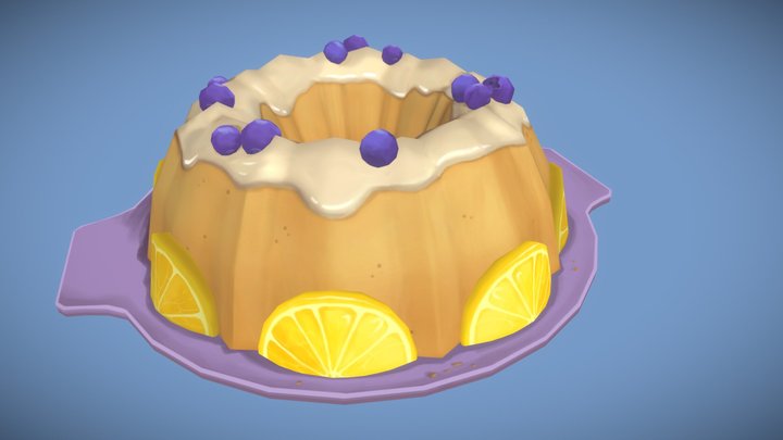 Blueberry Lemon Cake 3D Model