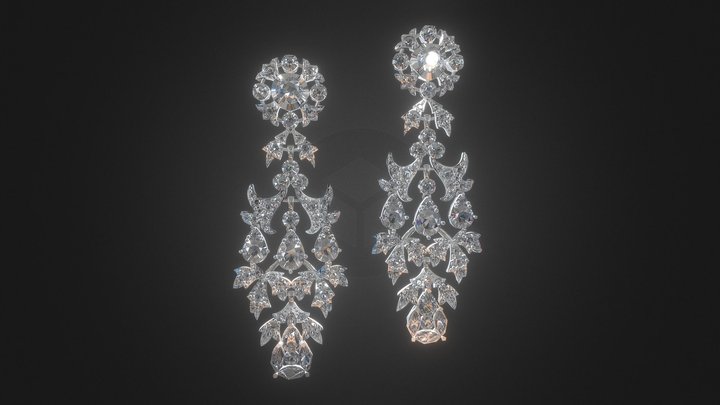 art deco Earring- 3D Model
