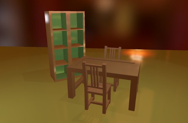 T_ Silla, mesa y librero 3D Model