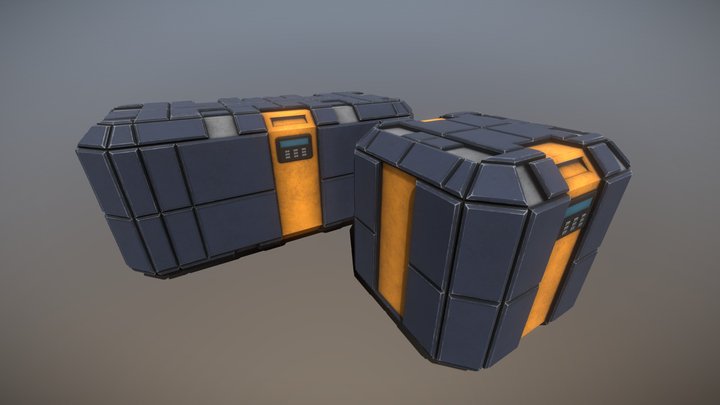 Lowpoly Scifi Crate Pack 3D Model