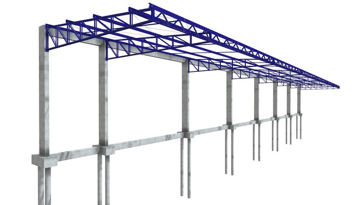 Projeto Estrutural - Maquise Metálica - 360 m² 3D Model