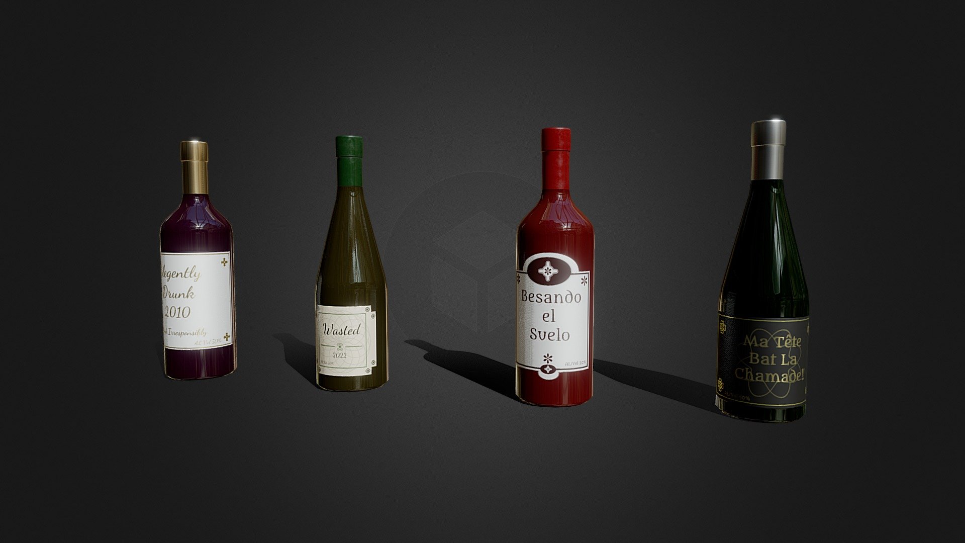 Selection of Wine Bottles Clean - Game Models - Buy Royalty Free 3D ...