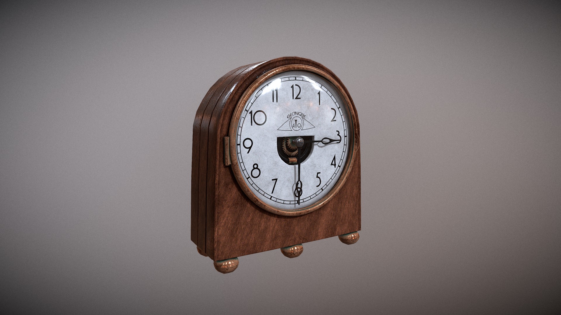 3D model Vintage clock - This is a 3D model of the Vintage clock. The 3D model is about a wooden clock on a wall.