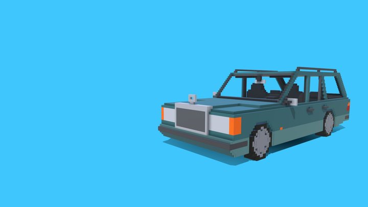 Mercedes 124 230E Combi (wagon) voxel no windows 3D Model