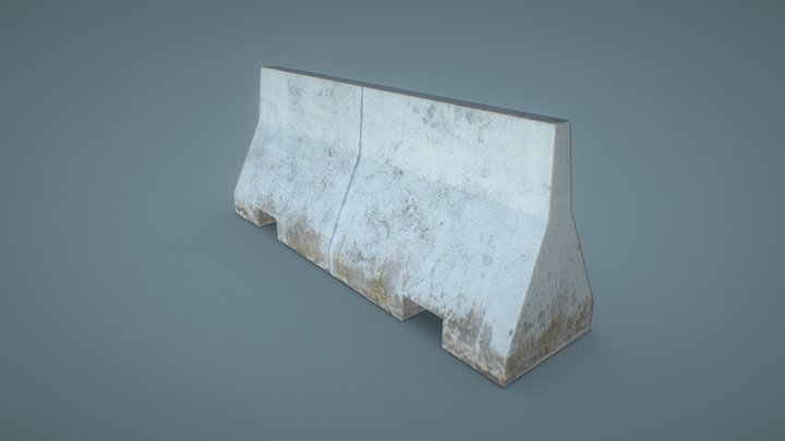 Concrete road divider | Game-ready | PBR | 4K 3D Model