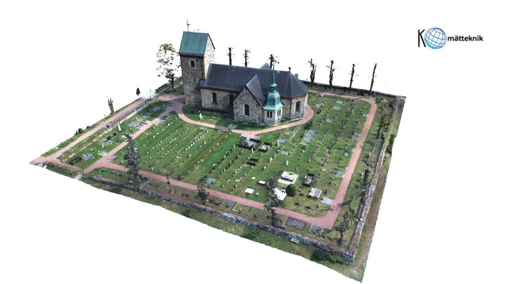 Historic Church with Adjoining Cemetery 3D Model