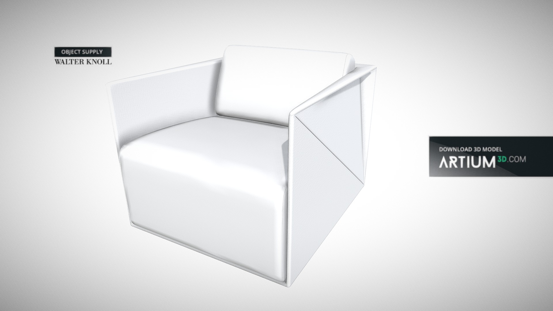 3D model Armchair T-RAY from Walter Knoll - This is a 3D model of the Armchair T-RAY from Walter Knoll. The 3D model is about a white cube with a black background.
