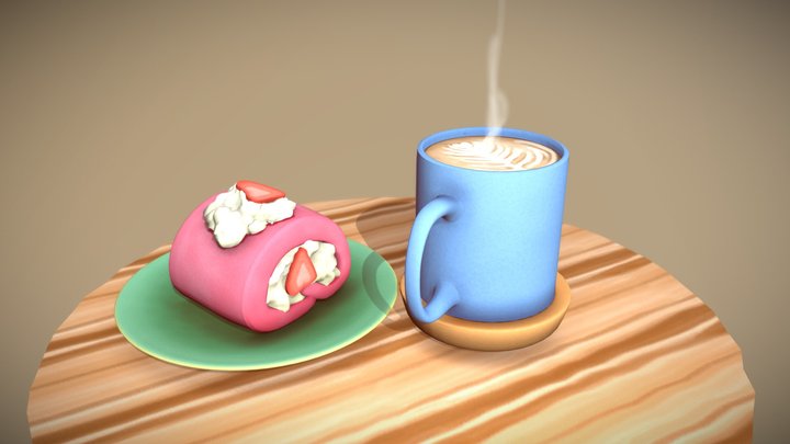 Strawberry cake roll 3D Model