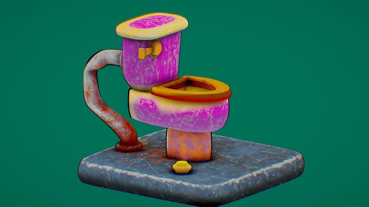 Stylized Toilet Prop 3D Model