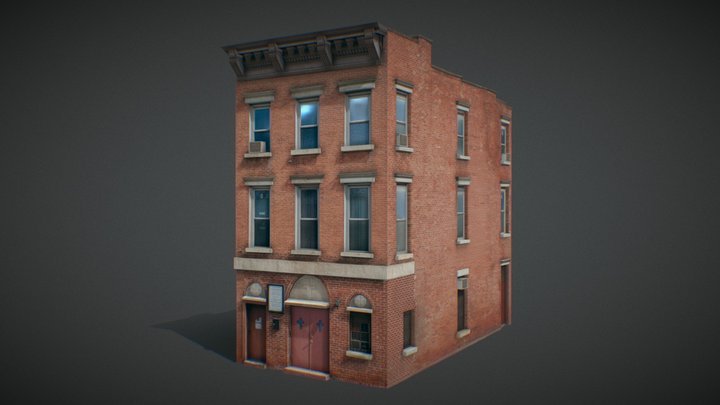Brooklyn Street Cornerhouse Low Poly 3D Model