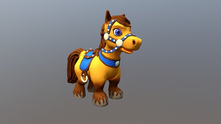 Cartoon Talking Horse 3D Model