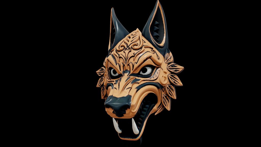 Wolf Tribal Mask Animal Sculpture