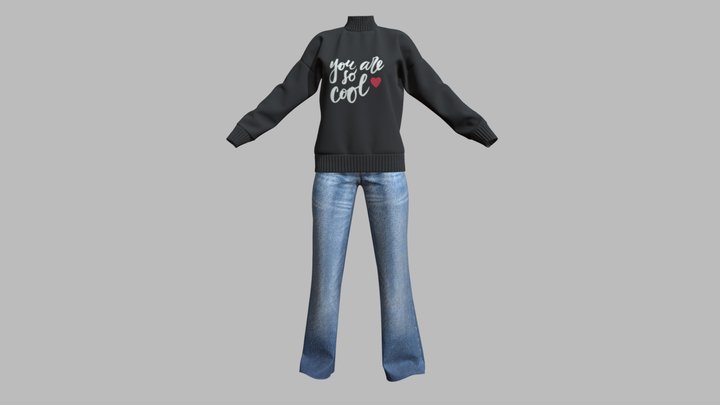 Uveil Jeans Outfit 3D Model