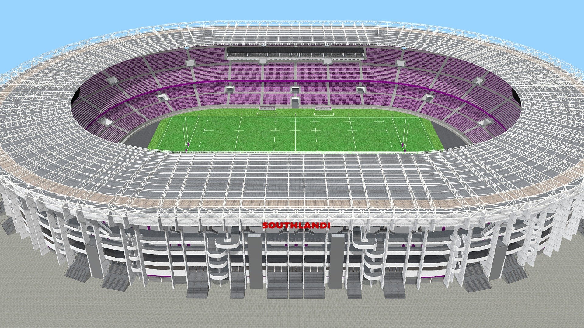 Fictional old stadium #2: national Rugby arena - Buy Royalty Free 3D ...