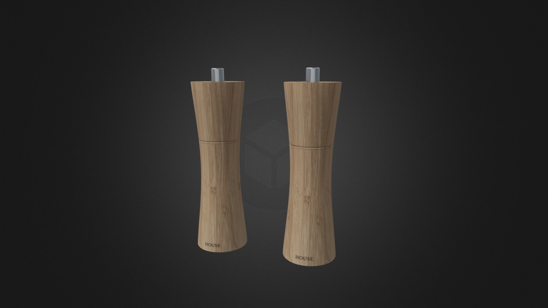 3D model Wood Salt and Pepper Grinder - This is a 3D model of the Wood Salt and Pepper Grinder. The 3D model is about a pair of wooden pencils.