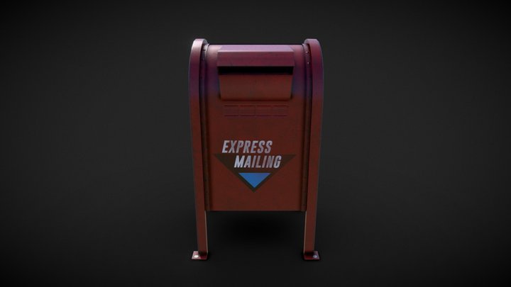 Street Mailbox - low poly 3D Model